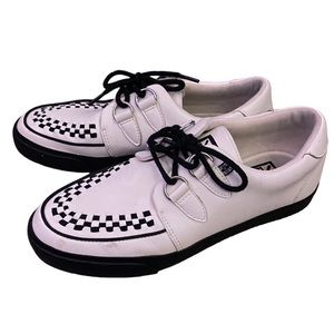 TUK Creepers White Leather Platform Shoes Punk Black White